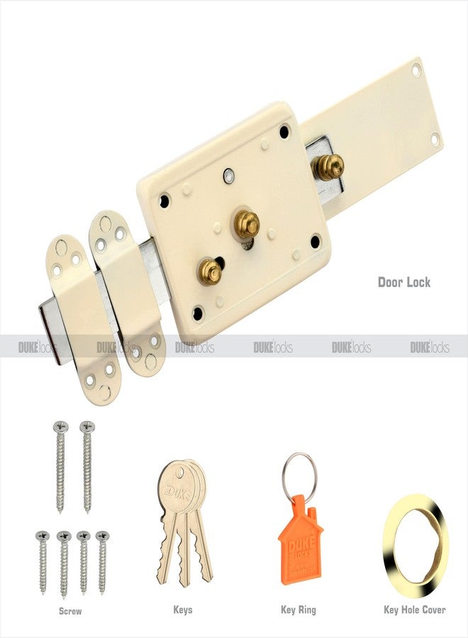 DUKE Inter Lock 6 Turn with 3 Brass Keys | Ivory Color | Suitable for Double Doors & Single Doors - Image 3